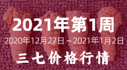 文山三七市场 2021年第1周2020年12月27日～2021年1月2日三七平均价格分析