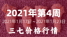文山三七市场2021年第4周2021年1月17日-2021年1月23日三七平均价格